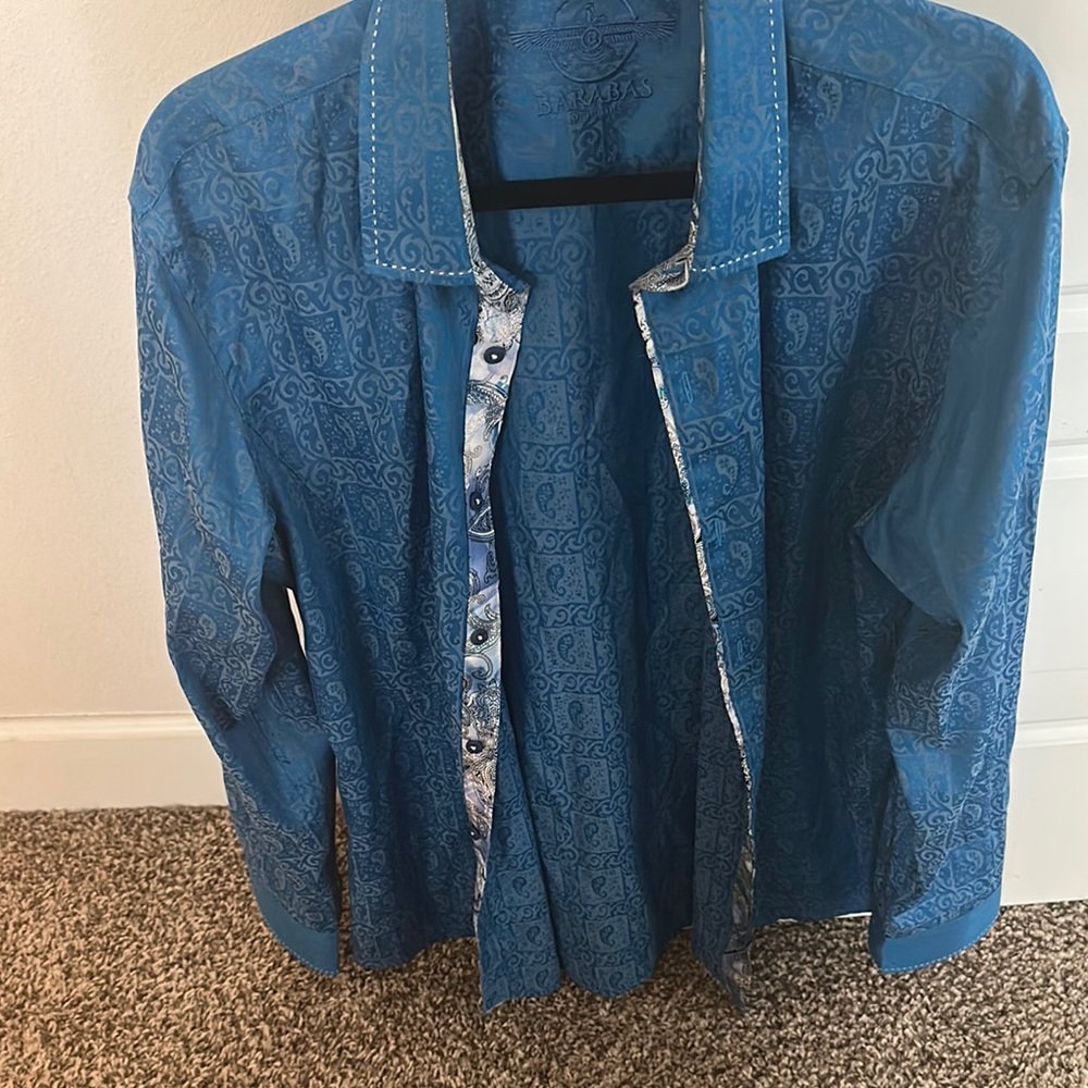 Barabas signature Men's Blue Patterned Shirt